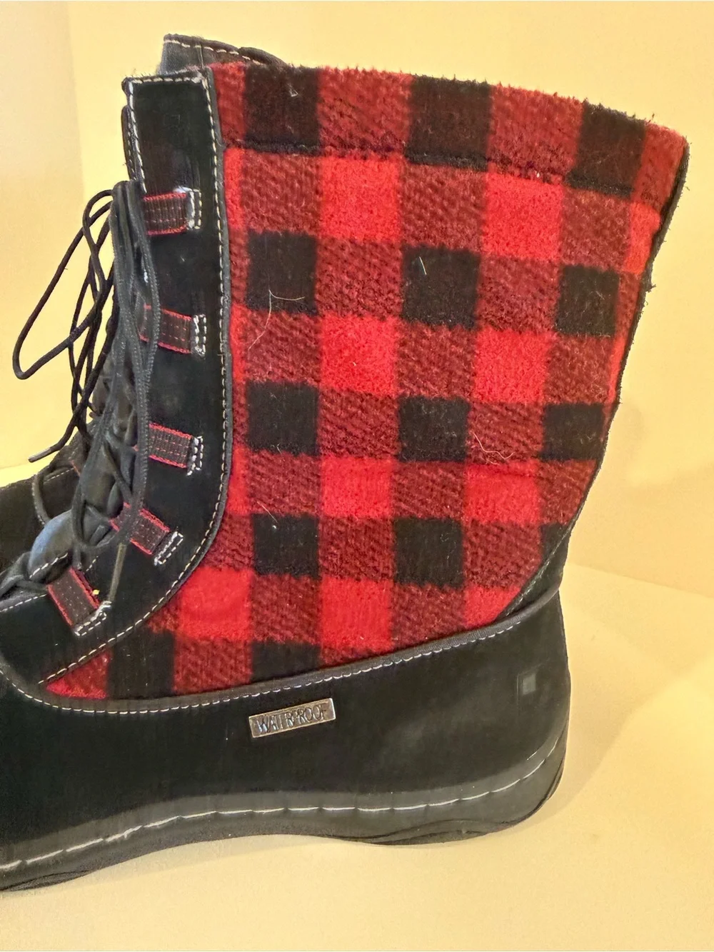 Woolrich Buffalo Plaid Waterproof Winter Snow Boots Faux Fur Lace-Up Women’s 10